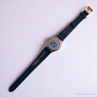 Tono plateado de los 90 Lorus Mickey Mouse reloj con correa de cuero azul marino