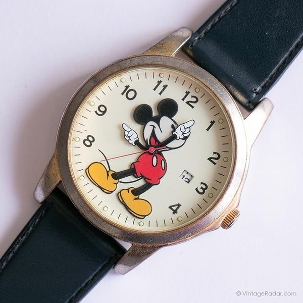 Vintage Mens Mickey Mouse Watch | 40mm Large Wristwatch for Men