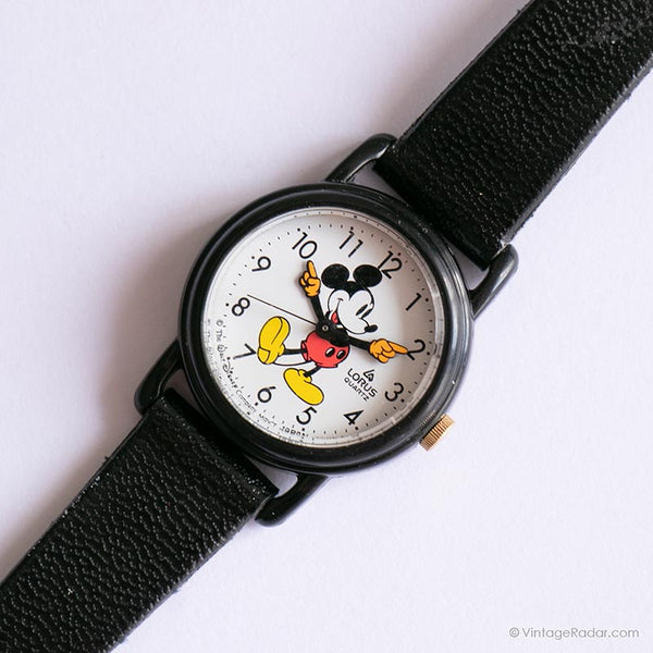 Mickey Mouse Lorus ساعة كوارتز عتيقة | 25 ملم صغير Disney انتبه لها