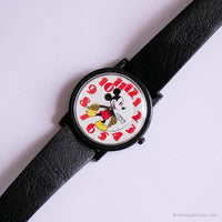 Vintage Schwarz Lorus Mickey Mouse Uhr mit großen roten Ziffern