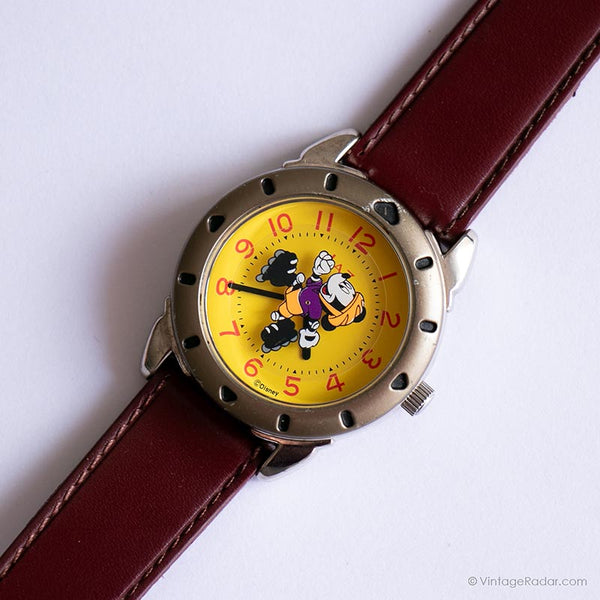 Jahrgang Mickey Mouse Uhr mit gelbem Zifferblatt | Seltener Jaz Disney Uhr