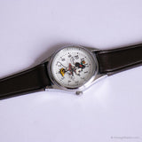 Vintage Minnie Mouse Disney Quartz Watch with Dark Brown Leather Strap