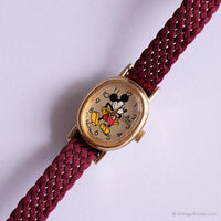 Diminuto Mickey Mouse Lorus Cuarzo reloj | Estuche ovalado vintage Disney reloj