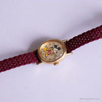 Diminuto Mickey Mouse Lorus Cuarzo reloj | Estuche ovalado vintage Disney reloj