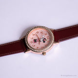 Vintage Rose-Gold Minnie Mouse Watch for Women with Pink Dial