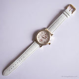 خمر ريترو Minnie Mouse ساعة نسائية بحزام جلدي أبيض
