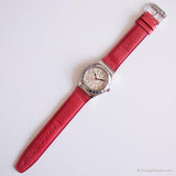 1995 Swatch YLS103 Red Amazon reloj | Tono plateado vintage Swatch Ironía