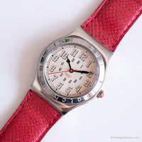 1995 Swatch YLS103 Red Amazon Uhr | Vintage Silver-Tone Swatch Ironie