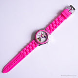 Tono plateado vintage Minnie Mouse reloj con bisel rosa y correa