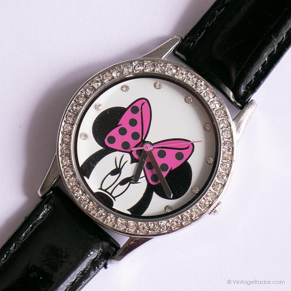 Vintage Minnie Mouse with Pink Bow Watch | 90s Disney Quartz Watch