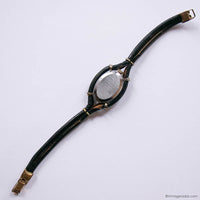 Tiny Vintage Celhor Watch for Women with Oval-Shaped Dial & Black Strap