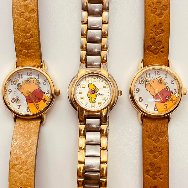 Beaucoup de 3 Winnie the Pooh Disney Montres pour pièces et réparation - ne fonctionne pas