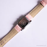Rectangular de tono plateado vintage Minnie Mouse reloj con correa rosa