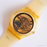 1990 Swatch GZ115 Golden Jelly Watch | نادر Swatch مع الصندوق والأوراق