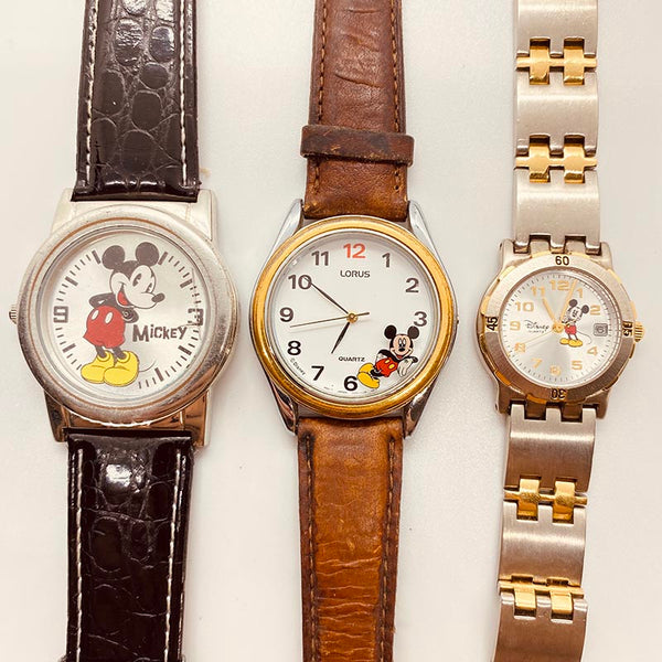 Lot of 3 Mickey Mouse Disney Watches for Parts & Repair - NOT WORKING