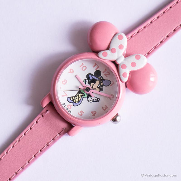 Rosa Minnie Mouse Orologio da donna a forma di cinghia rosa | Orologio vintage