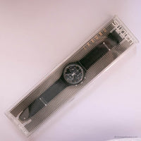 1991 Swatch ساعة وول ستريت SCB106 | أسود Swatch Chrono مع مربع