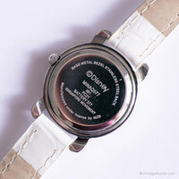 Minimalista de tono plateado vintage Minnie Mouse reloj con correa blanca