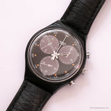 1991 Swatch SCB106 Wall Street reloj | Negro Swatch Chrono con caja