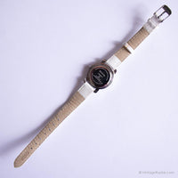 Vintage Silver-Tone Minimalist Minnie Mouse Uhr mit weißem Riemen