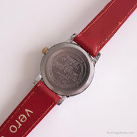 Vintage piccolo Timex Guarda per donne | Orologio tono d'argento con cinturino rosso