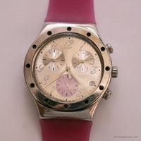 Antiguo Swatch Ironía Chronograph YCS513 Tiempo en Rose reloj EXTRAÑO