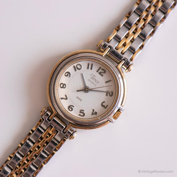 Vintage bicolore Timex Robe montre | Bracelet en acier inoxydable montre