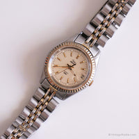 Vintage Two-tone Timex Indiglo Date Watch | Ladies Elegant Dress Watch