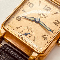 Rectangular 15 Rubis Gold-Plated German Watch for Parts & Repair - NOT WORKING
