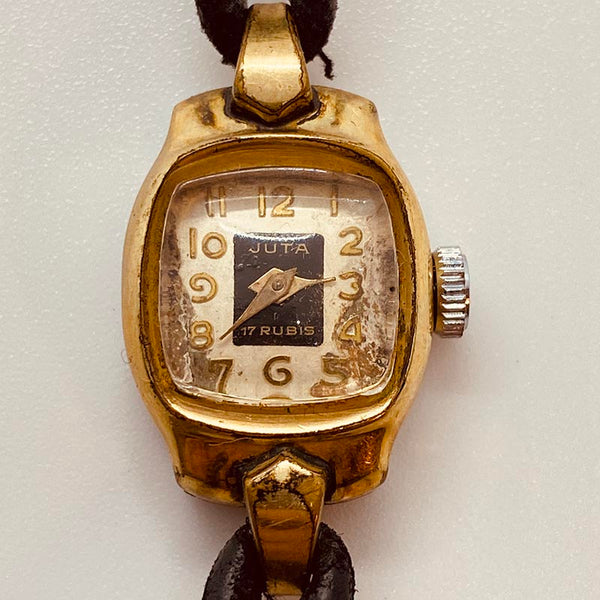 Art Deco juta 17 Rubis Gold-Plated reloj Para piezas y reparación, no funciona