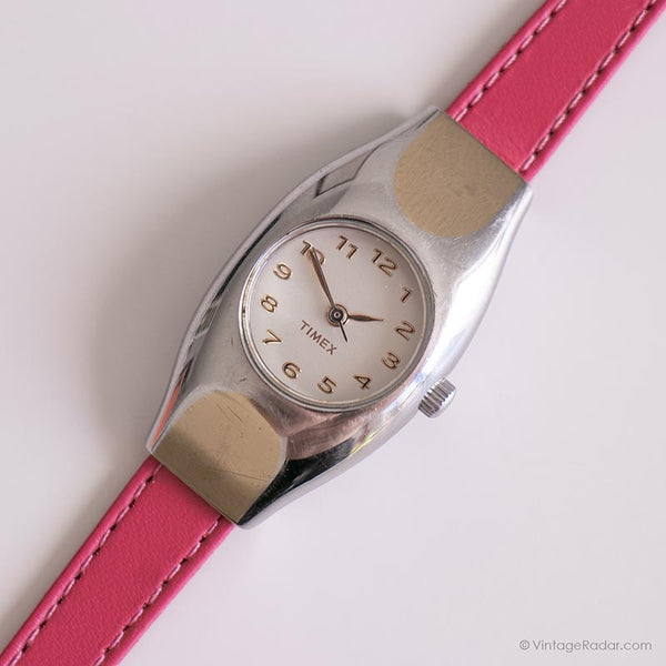 Vintage Stainless Steel Timex Watch for Her | Pink Strap Wristwatch