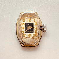 Art Deco juta 17 Rubis Gold-Plated reloj Para piezas y reparación, no funciona
