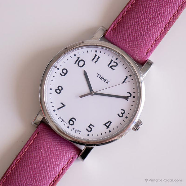 Quadrante grande vintage Timex Indiglo Watch per lei | Orologio da polso a cinghia rosa