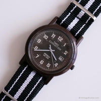 Vintage Brown Timex Expedition Watch | Casual Black Dial Date Watch