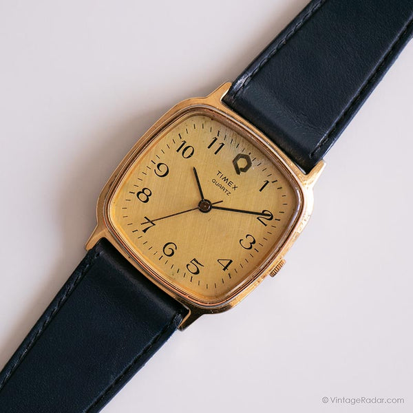 Vintage Square Timex Q Uhr für Damen | Gold-Tone Analog Quarz Uhr