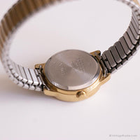 Vintage Edelstahl Timex Uhr für sie | Rundes weißes Zifferblatt Uhr