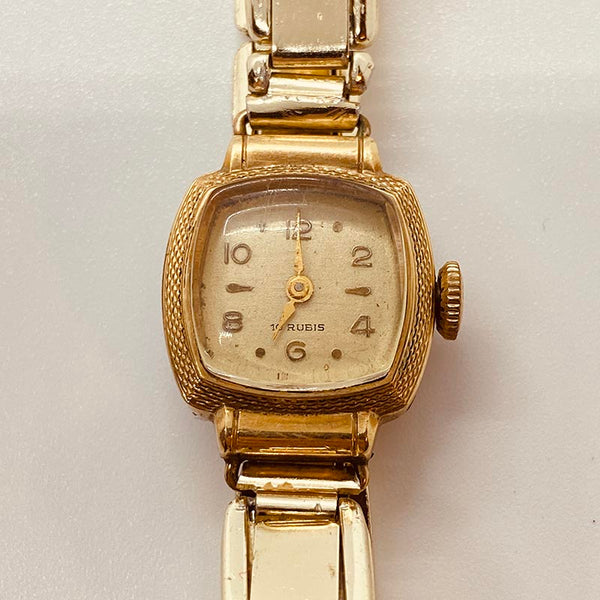 Pequeño mecánico Art Deco Gold-Tone reloj Para piezas y reparación, no funciona
