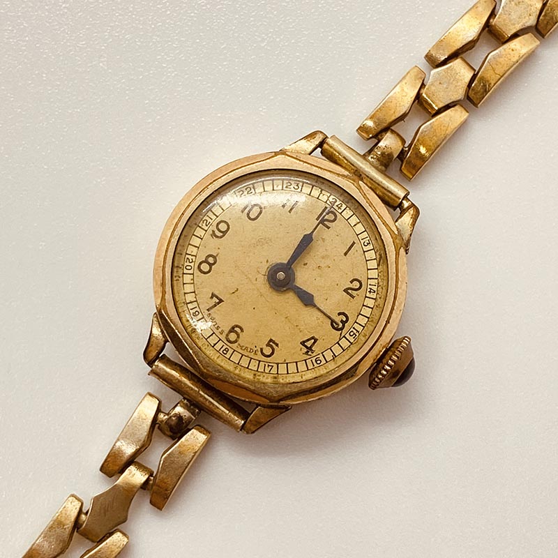 Montre Vintage Château Cadillac Art Déco Swiss Made - Mouvement Mécanique, Boîtier Carré Argenté - Balancier Cassé