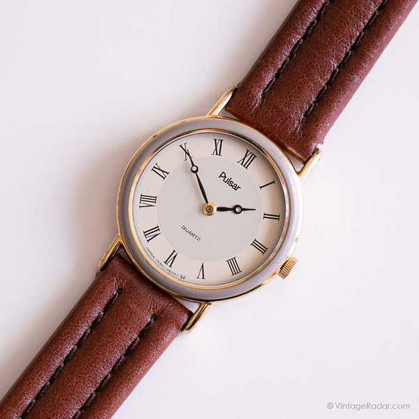 Vintage elegant Pulsar Uhr für sie | Römische Ziffern Zifferblatt Armbanduhr