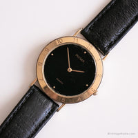 Vintage Black Dial Pulsar Watch | Gold-tone Analog Quartz Watch