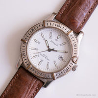 Grand cadran vintage Pulsar montre | Date élégante de ton argenté montre
