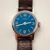 Dial azul emes windup alemán reloj Para piezas y reparación, no funciona