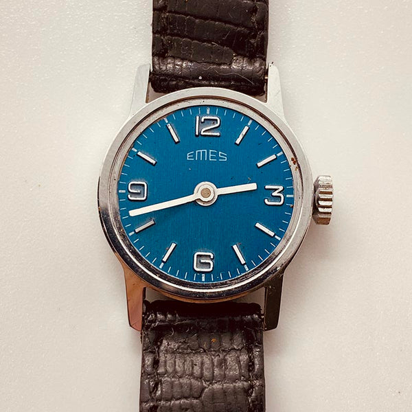 Blue Dial Emes German Windup Watch for Parts & Repair - NOT WORKING