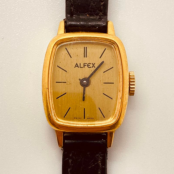 Swiss rectangular hecho Alfex reloj Para piezas y reparación, no funciona