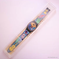 Vintage Swatch GN114 BLUE FLAMINGO Watch | Colorful 90s Swatch Gent