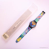 Vintage Swatch GN114 BLUE FLAMINGO Watch | Colorful 90s Swatch Gent