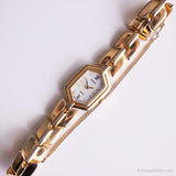 Tono de oro vintage Pulsar reloj para ella | Pearl Dial Japan Quartz reloj