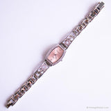 Vintage Pink Dial Armitron Watch | Bracelet Watch with Pink Crystals