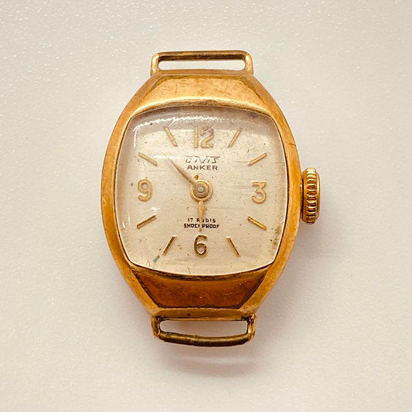 Civis Anker 17 Rubis Gold-chapado reloj Para piezas y reparación, no funciona