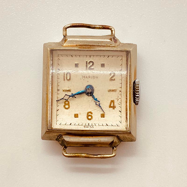 Art deco rettangolare marion 17 gioielli orologio svizzero per parti e riparazioni - non funziona